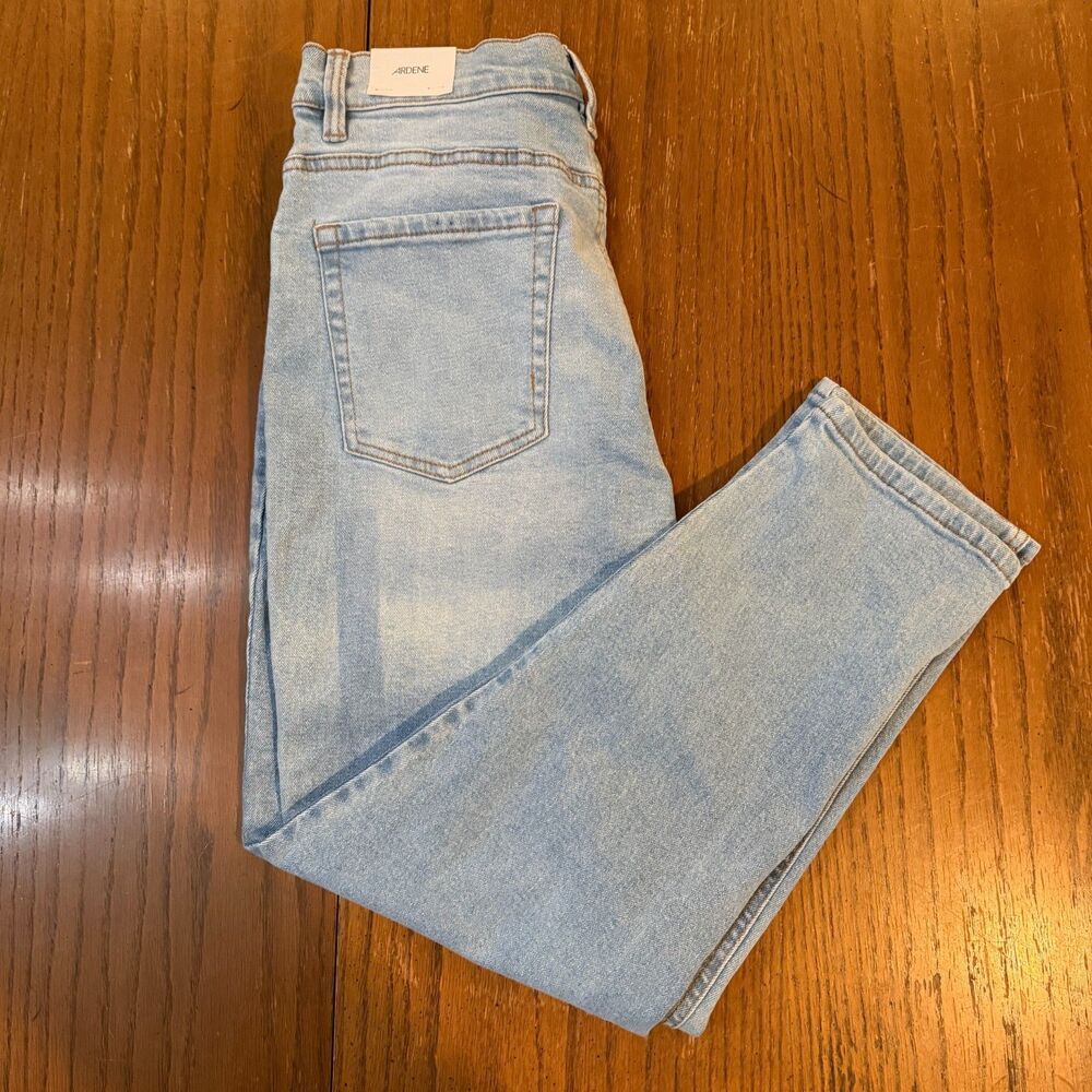 NWT Ardene High Rise Mom Jeans Light Wash Denim Stretch Tapered Y2K Junior 7